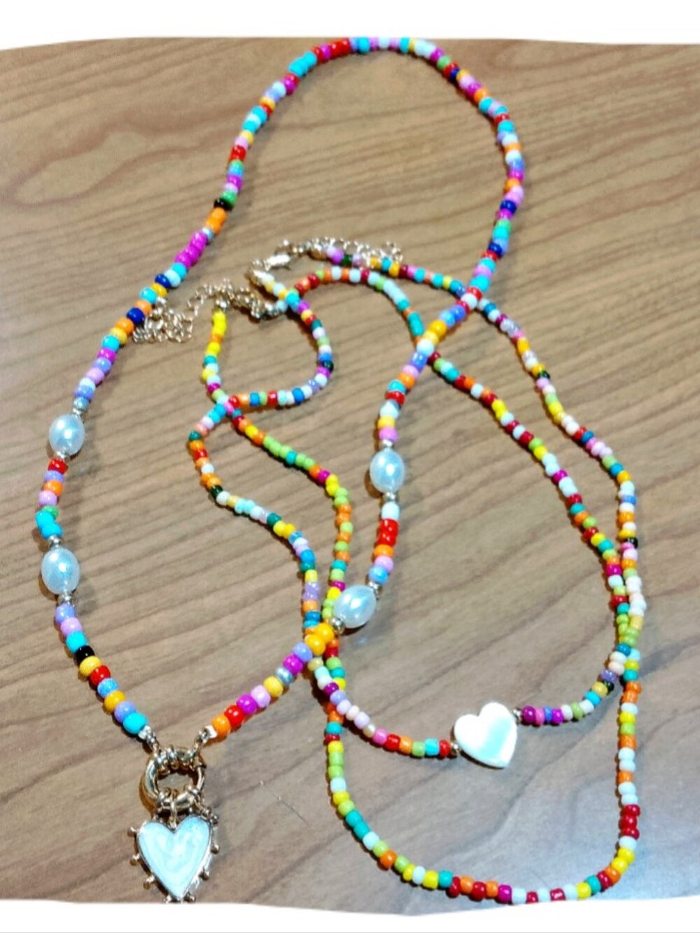 Kid's Multicolor Heart Pendant Necklace Trio